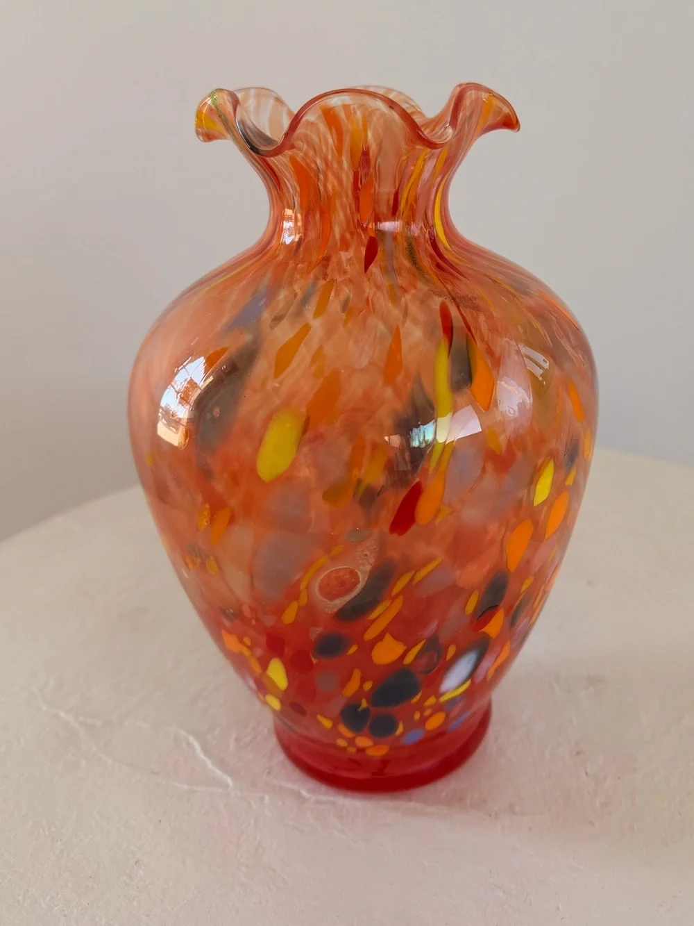 VINTAGE HAND-BLOWN ITALIAN CONFETTI ART GLASS VASE SPLATTER DESIGN 1 OF A KIND - Picture 7 of 8